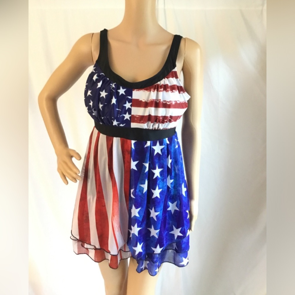 American Flag Swim Top NWOT Unbranded